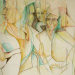 LEAVING HOME - - mixed media on raw canvas, 36x36 IN LEAVING HOME