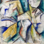 PRISMS II -- mixed media on raw canvas, 18x18 in PRISMS II