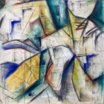 PRISMS II -- mixed media on raw canvas, 18x18 in PRISMS II