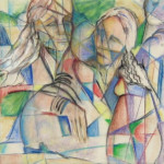 PRISMS IX -- mixed media on raw canvas, 24x24 in - SOLD, giclees available PRISMS IX